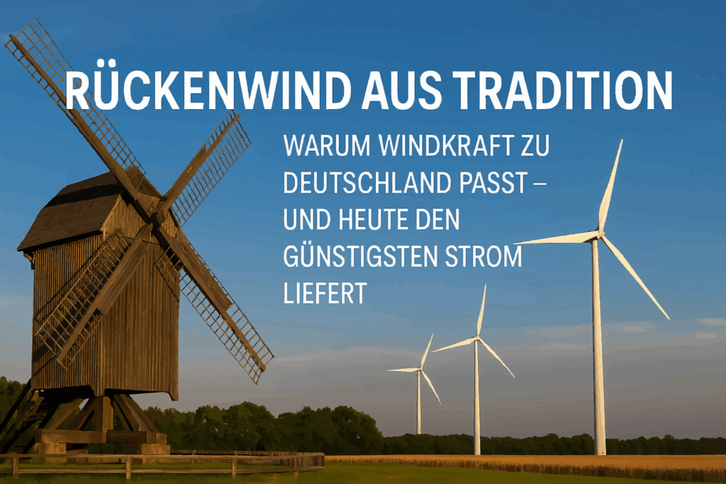 Rückenwind aus Tradition: Warum Windkraft zu Deutschland passt – und heute günstigen Strom liefert